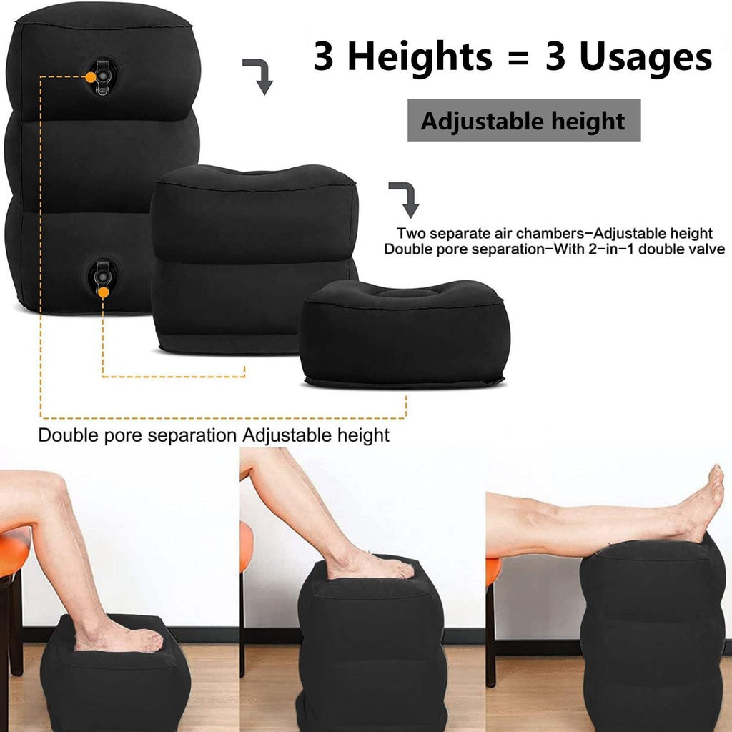 Inflatable Foot Rest Pillow, Airplane Travel Pillow, Multifunctional Adjustable 3 Layers Height Foot Rest - image 4