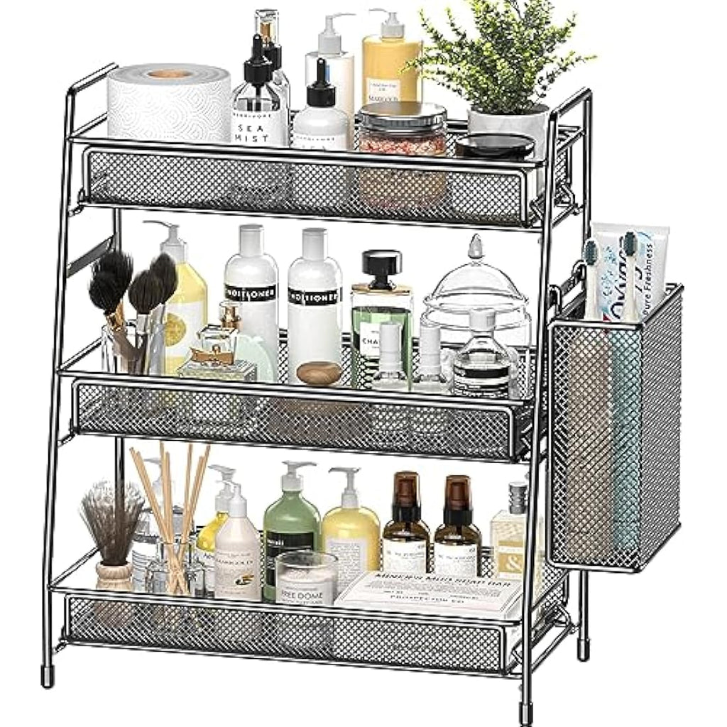 EKNITEY 3-Tier Bathroom Countertop Organizer – Metal Spice & Makeup Rack