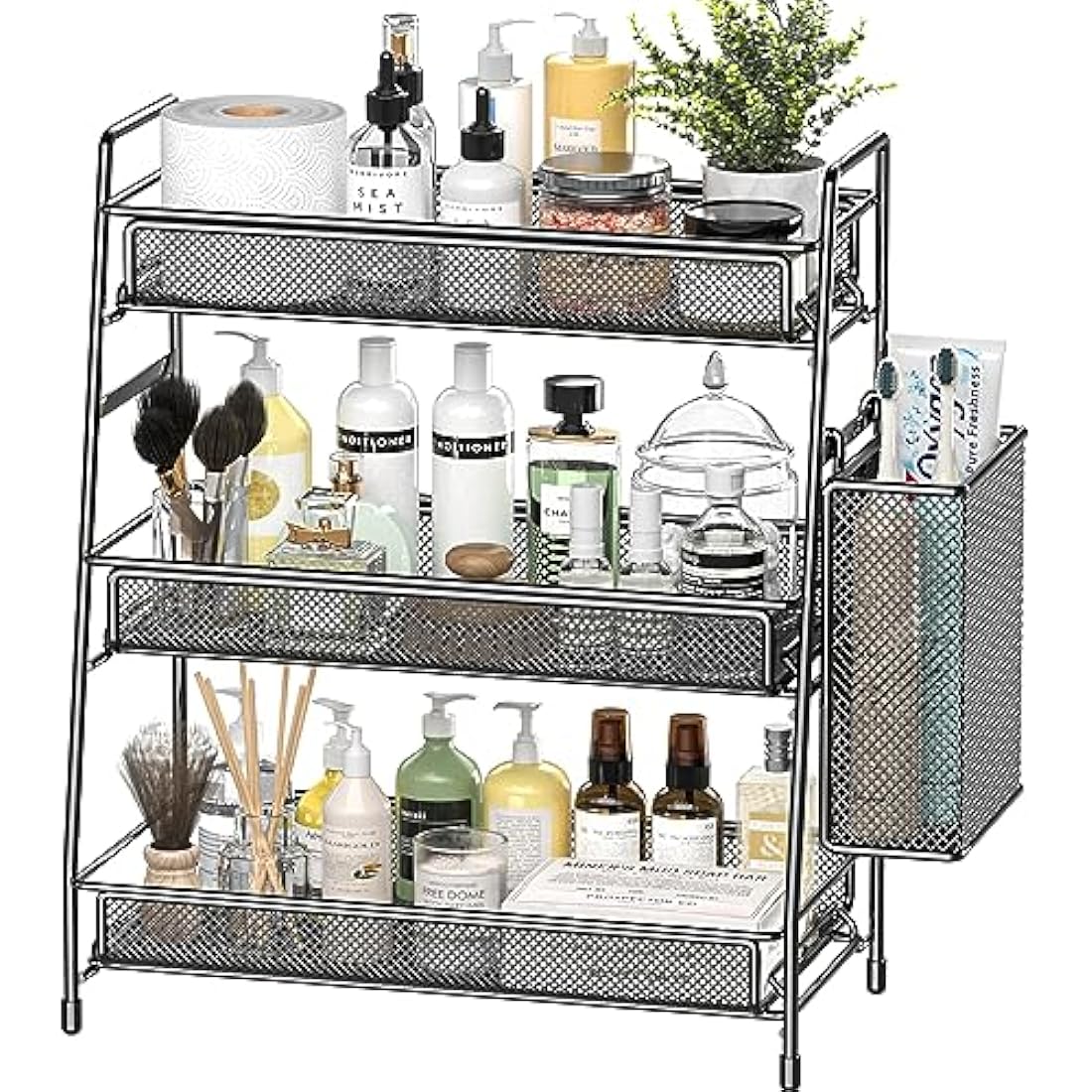 EKNITEY 3-Tier Bathroom Countertop Organizer – Metal Spice & Makeup Rack
