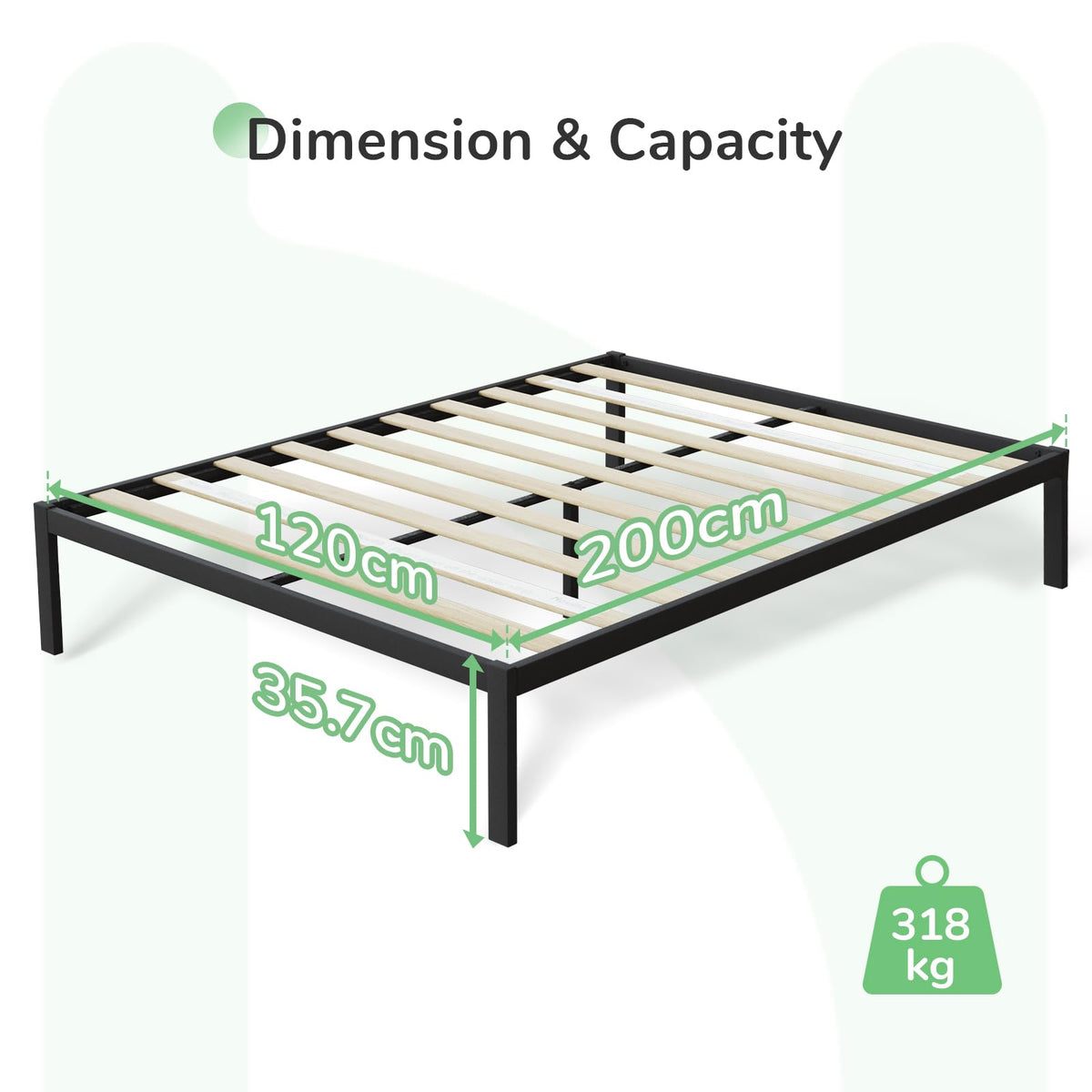 Novilla 30.5cm Metal Bed Frame, Platform Bed Frame with Noise-Cancell Design, Engineered Wood Slat Support, Solid Support Legs, Easy Assembly - image 2