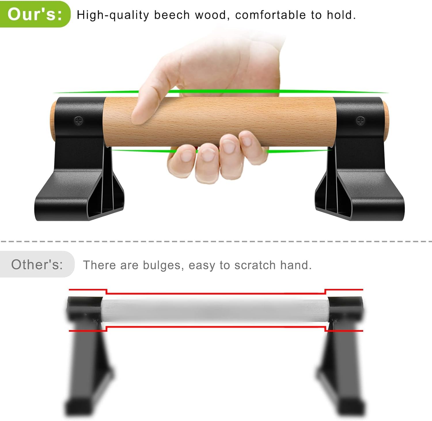 SELEWARE Wood Push Up Bars – Non-Slip Parallettes for Calisthenics