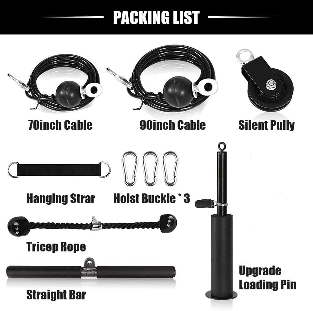 Morwealth LAT Pulley System Home Gym - Cable Machine with Tricep Rope