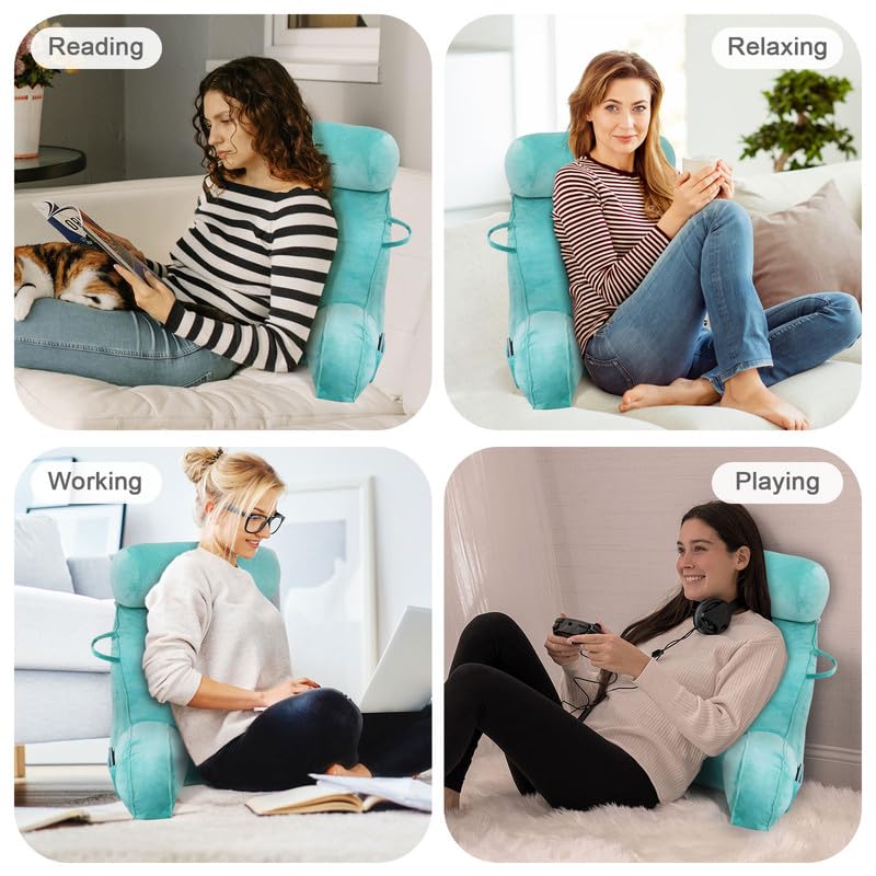Mingfuxin Reading Pillow | Velvet Bed Backrest with Neck and Arm Support