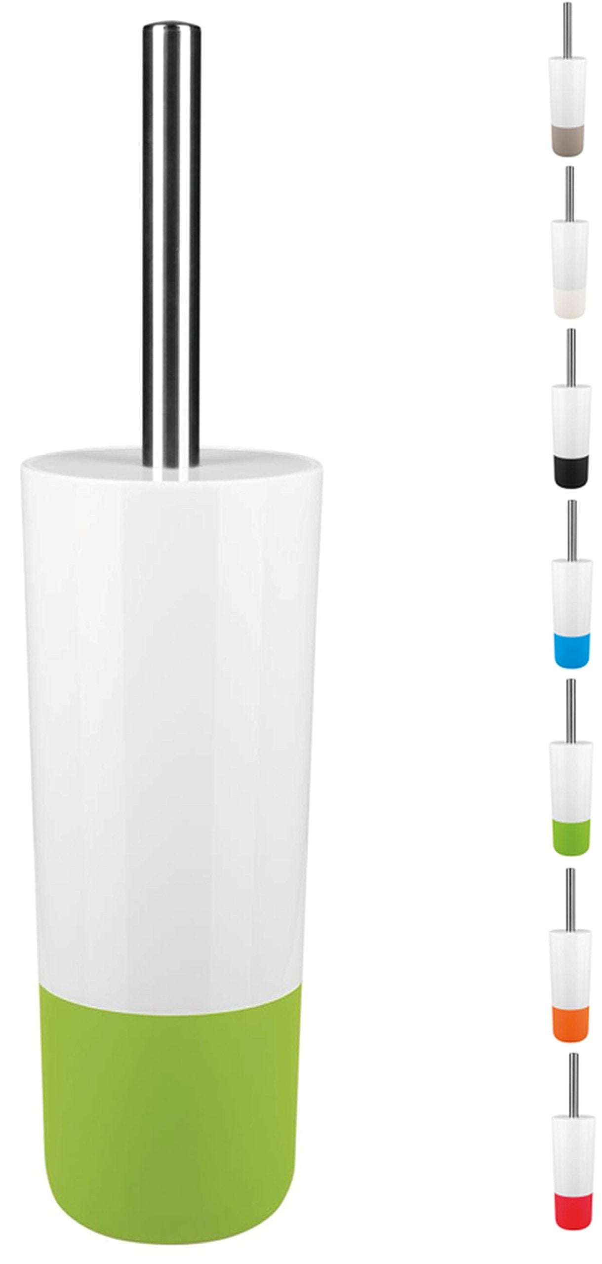Spirella Moji Toilet Brush – Durable Plastic with Chrome Handle, White/Kiwi