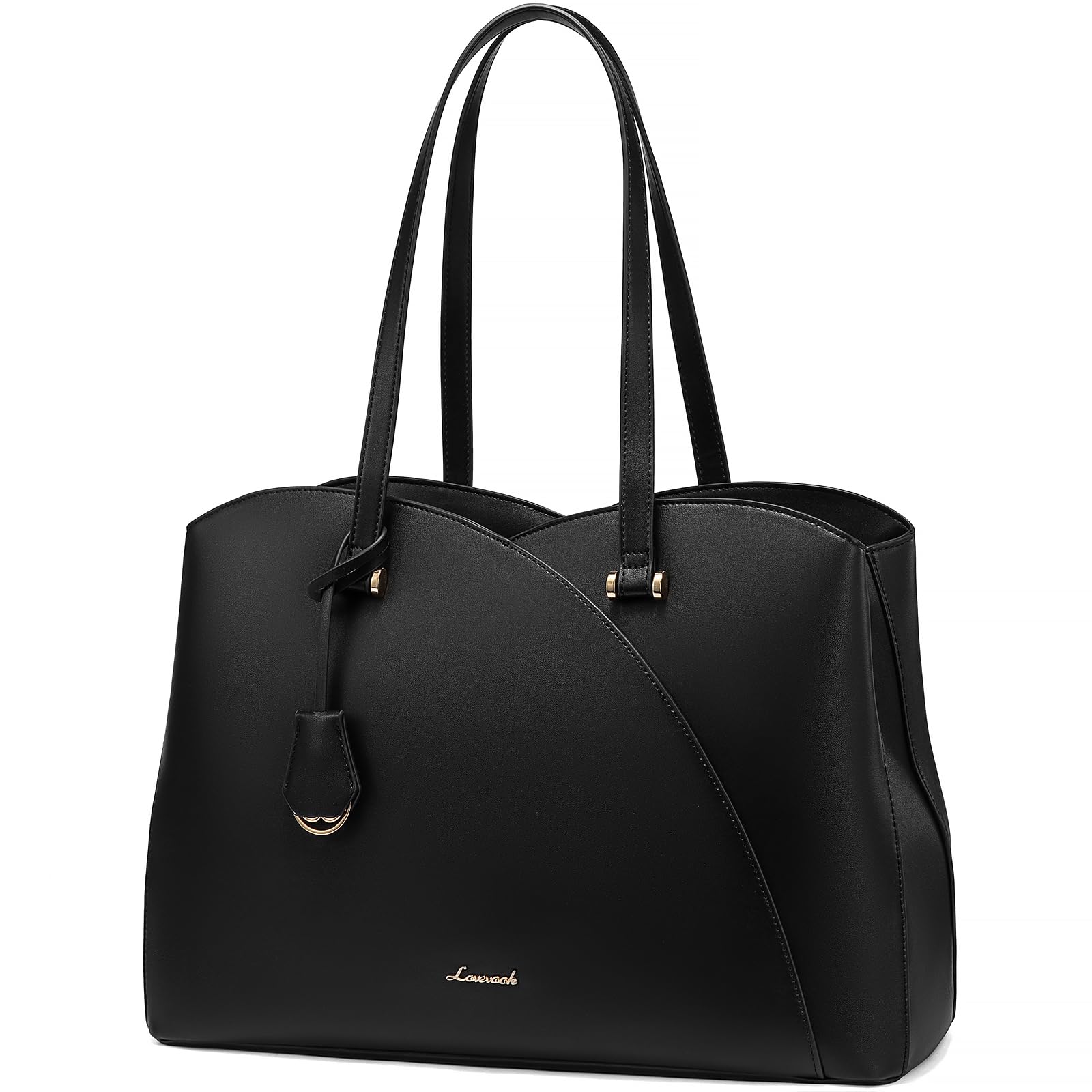 LOVEVOOK Laptop Tote Bag | Large 15.6 Inch PU Leather Work Handbag