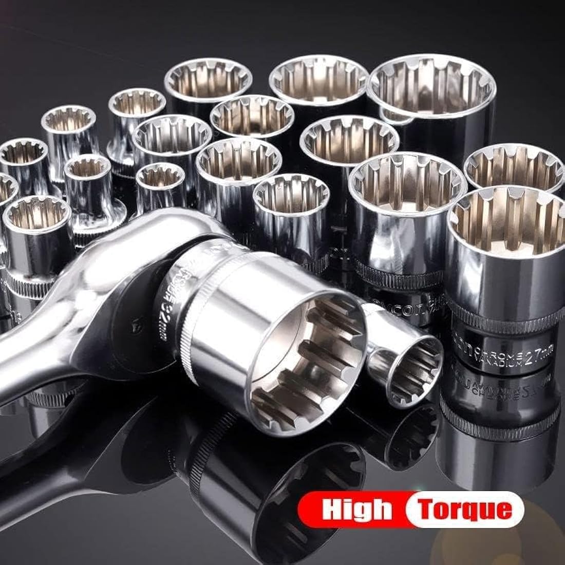 19pc Spline Socket Set 1/2" Drive Universal Metric 8-32mm