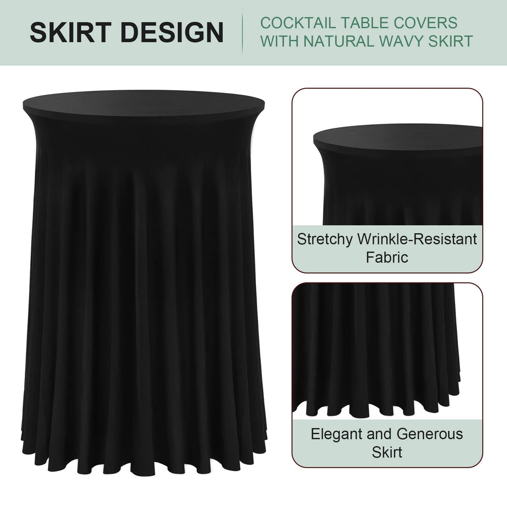 BDDC 32x43 Cocktail Table Cover – Wavy Round Skirt High Top Tablecloth