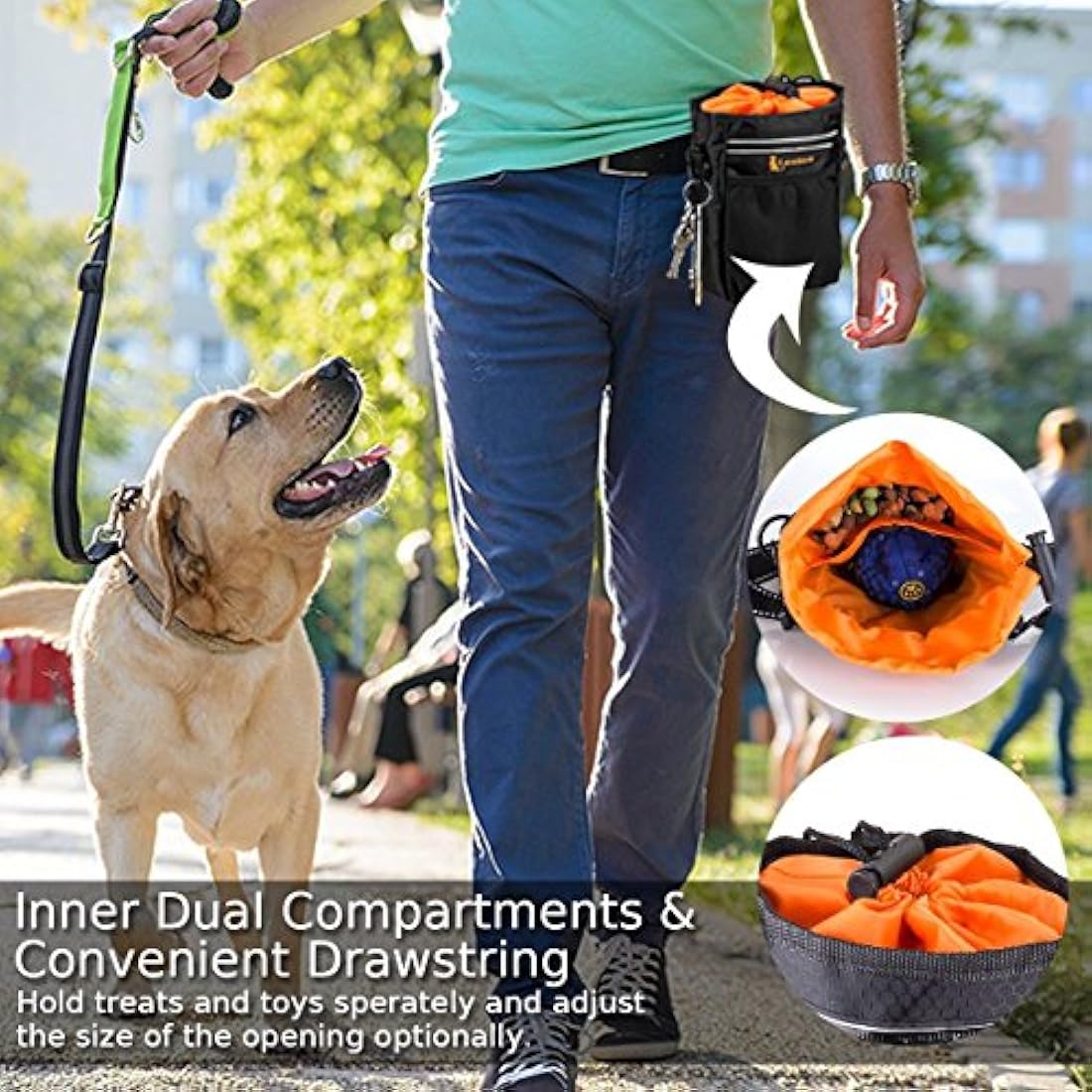 Lanktoo Dog Treat Pouch Bag with Poop Bag Holder - Waterproof Training Bag