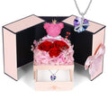 Firestyle Preserved Red Rose Moss Bear with Purple Heart Necklace Gift Box