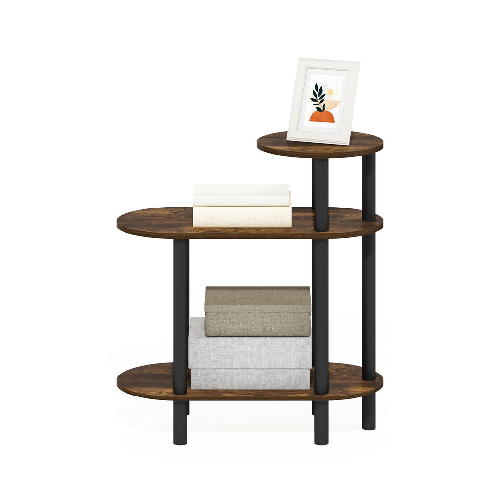 Furinno TURN-N-TUBE Side Table, 3-Tier Oval Sofa End Table with Open Shelf, Toolless Assembly Night Stand, Bedside Table, for Living Room, Bedroom - image 4