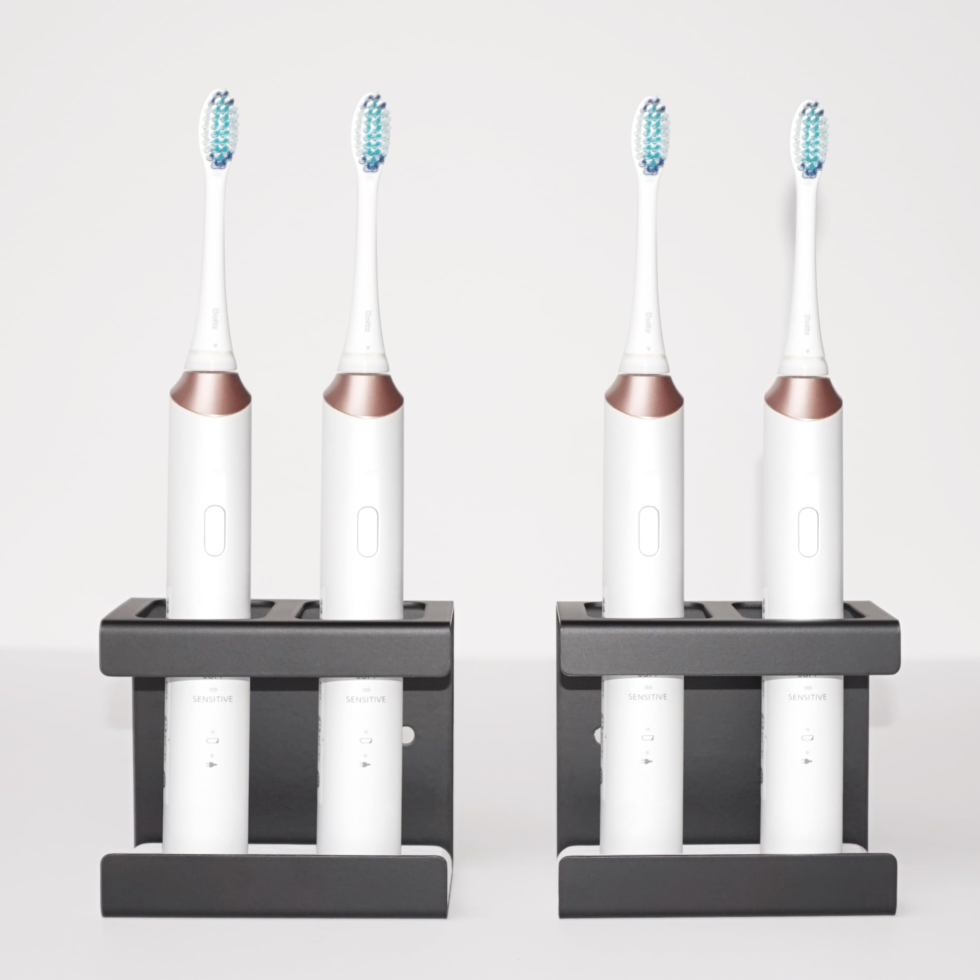 Wall Mounted Stainless Steel Electric Toothbrush Holder - 2 Pack