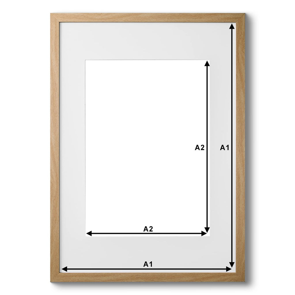 Fabian Clarke London A1 Oak Wooden Picture Frame with White A2 Mount