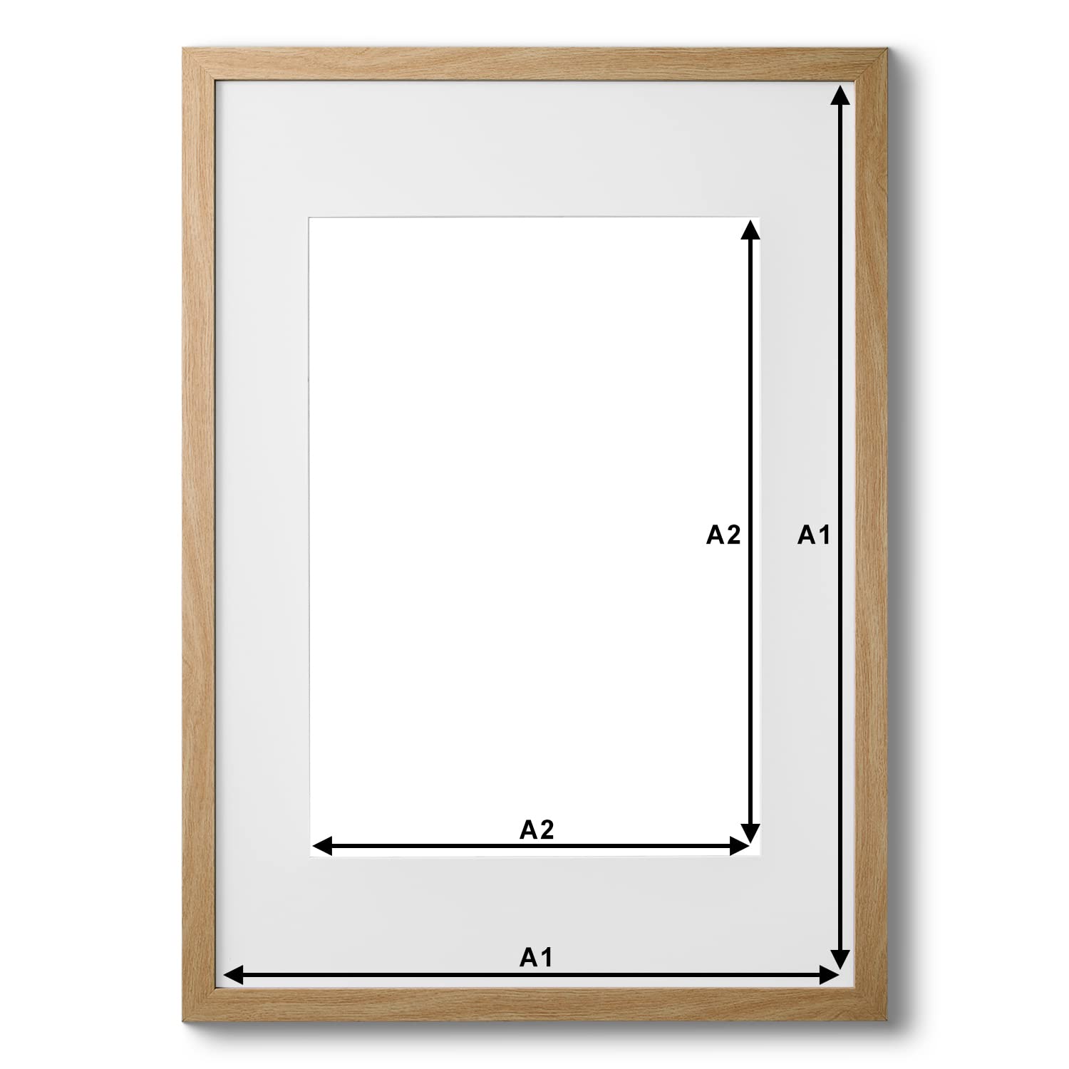 Fabian Clarke London A1 Oak Wooden Picture Frame with White A2 Mount