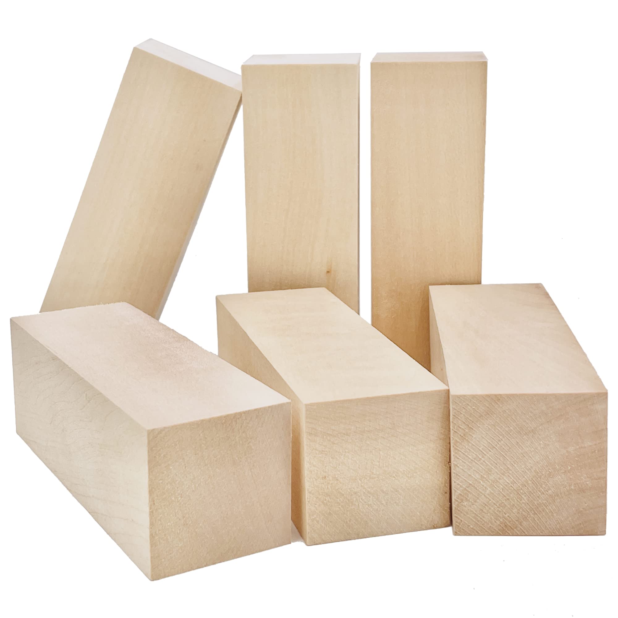 Jolof Store Basswood Carving Blocks - 6 Pcs 15x5x5cm Wood Whittling Kit