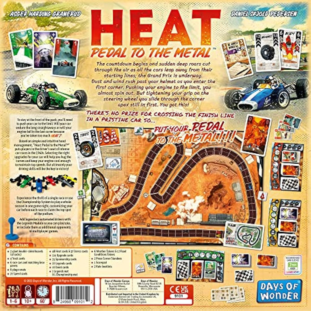 Days of Wonder Heat: Pedal to the Metal Racing Board Game - 1-6 Players