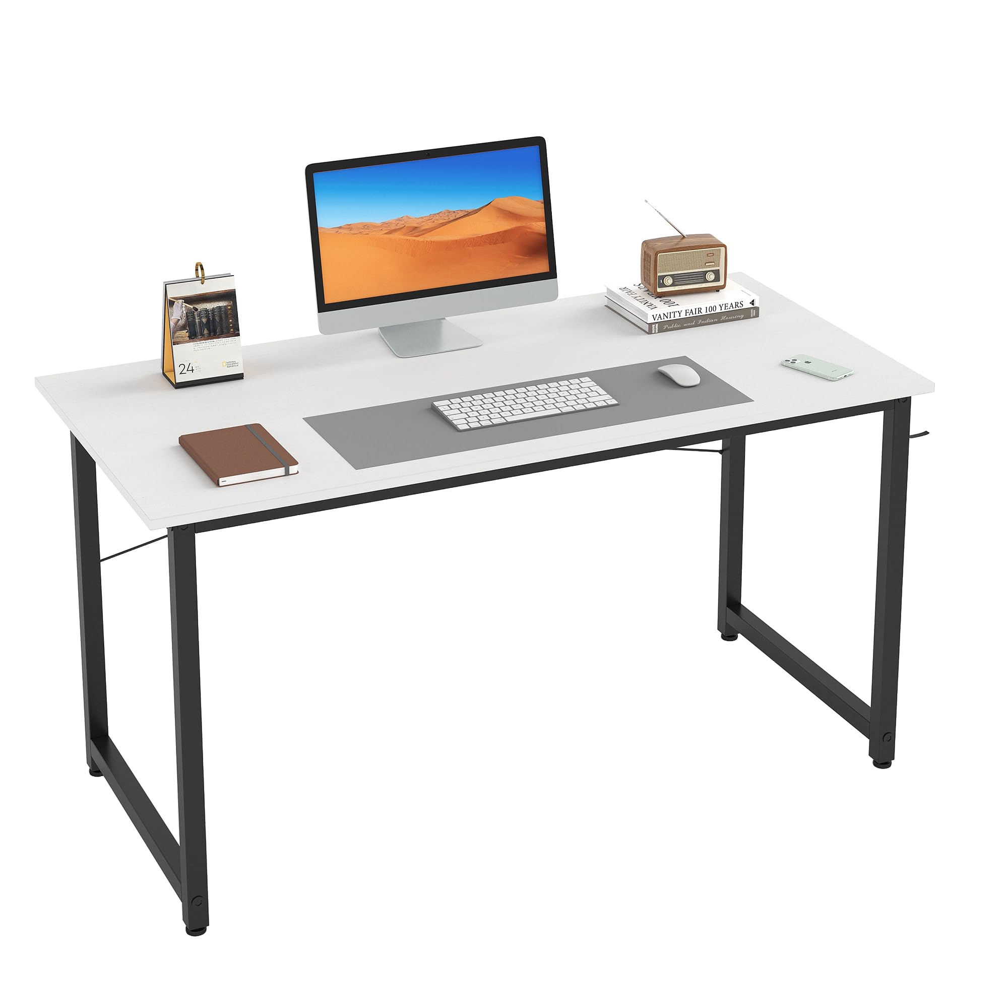 Flrrtenv 100cm Computer Desk | Modern White Gaming & Office Table