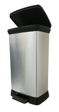 Curver Metal Effect 50L Pedal Bin – Soft Close Kitchen Waste Bin, Silver