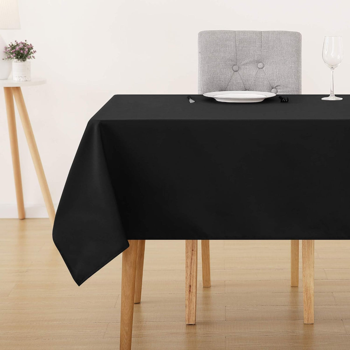 Deconovo Black Oxford Tablecloth | Water Resistant Rectangle Cover