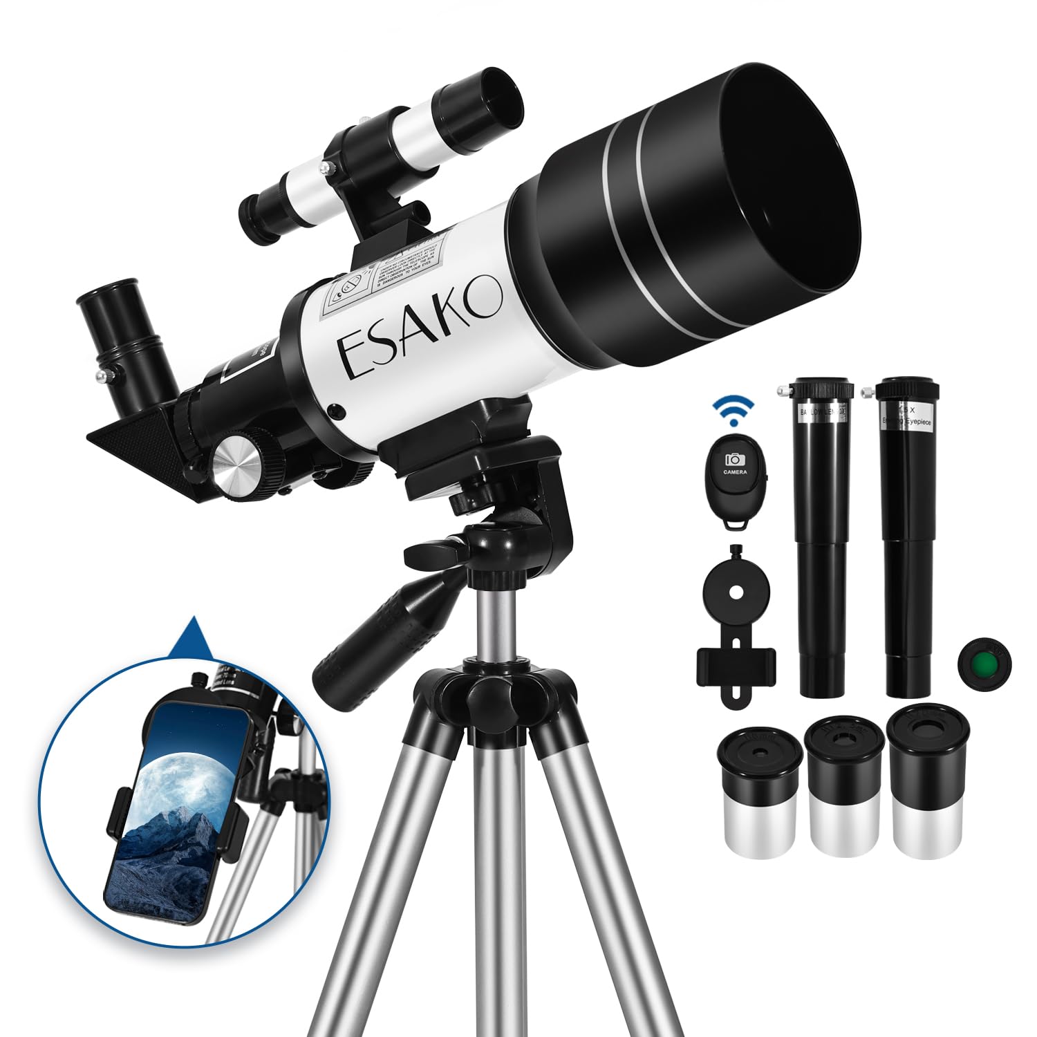 ESAKO 70mm Portable Beginner Telescope with Tripod and Phone Adapter