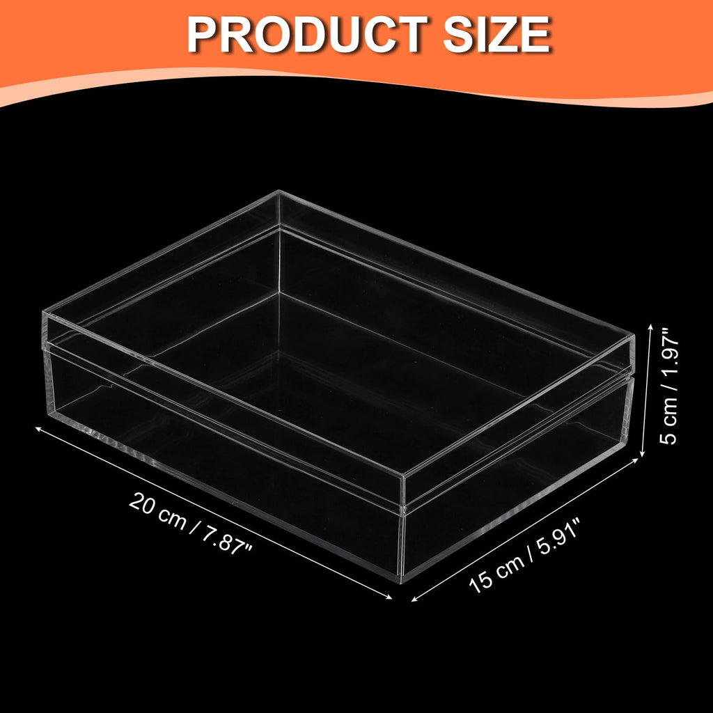 PATIKIL Acrylic Box with Lid 7.87" x 5.91" x 1.97", Clear Acrylic Display Boxes Plastic Square Cube Containers Storage Organizer for Candy Tiny - image 2