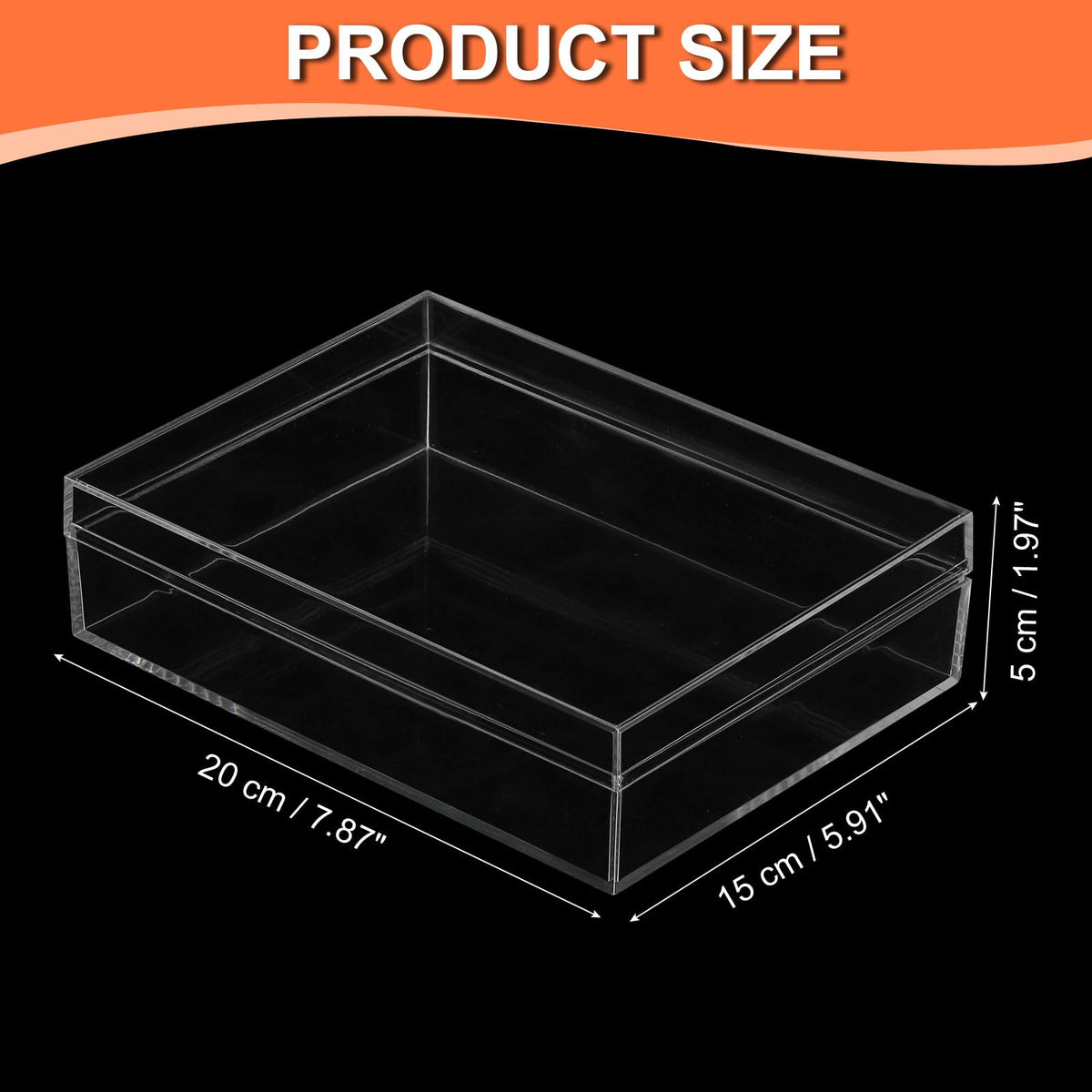 PATIKIL Acrylic Box with Lid 7.87" x 5.91" x 1.97", Clear Acrylic Display Boxes Plastic Square Cube Containers Storage Organizer for Candy Tiny - image 2