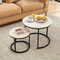HOJINLINERO Round Nesting Coffee Table Set of 2 – Rustic Brown Wood