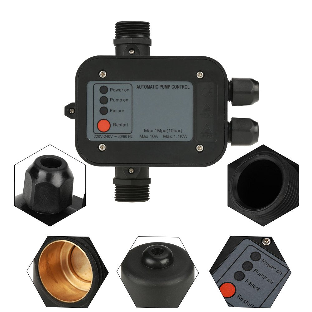 Hilitand 220V Automatic Water Pump Pressure Switch Controller – Black