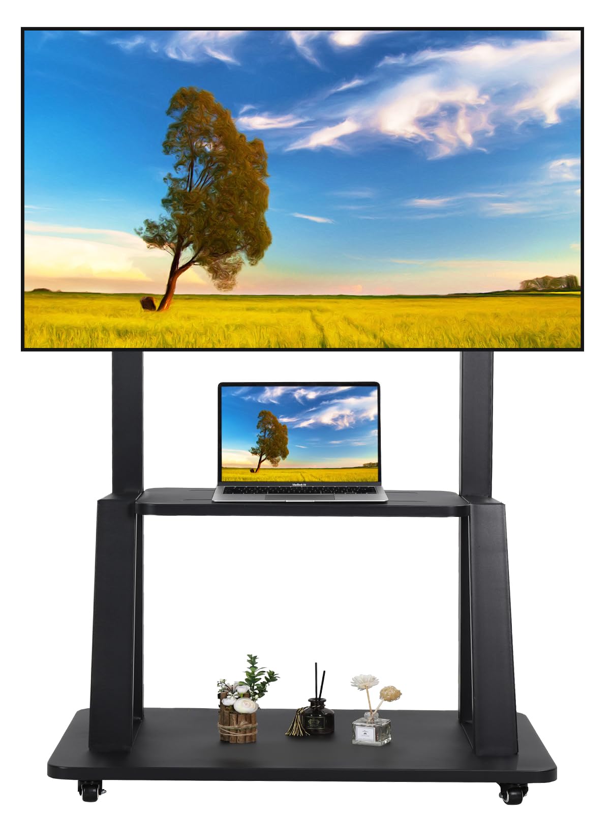 Maiproo Rolling TV Stand with Wheels | Heavy-Duty Mobile TV Cart
