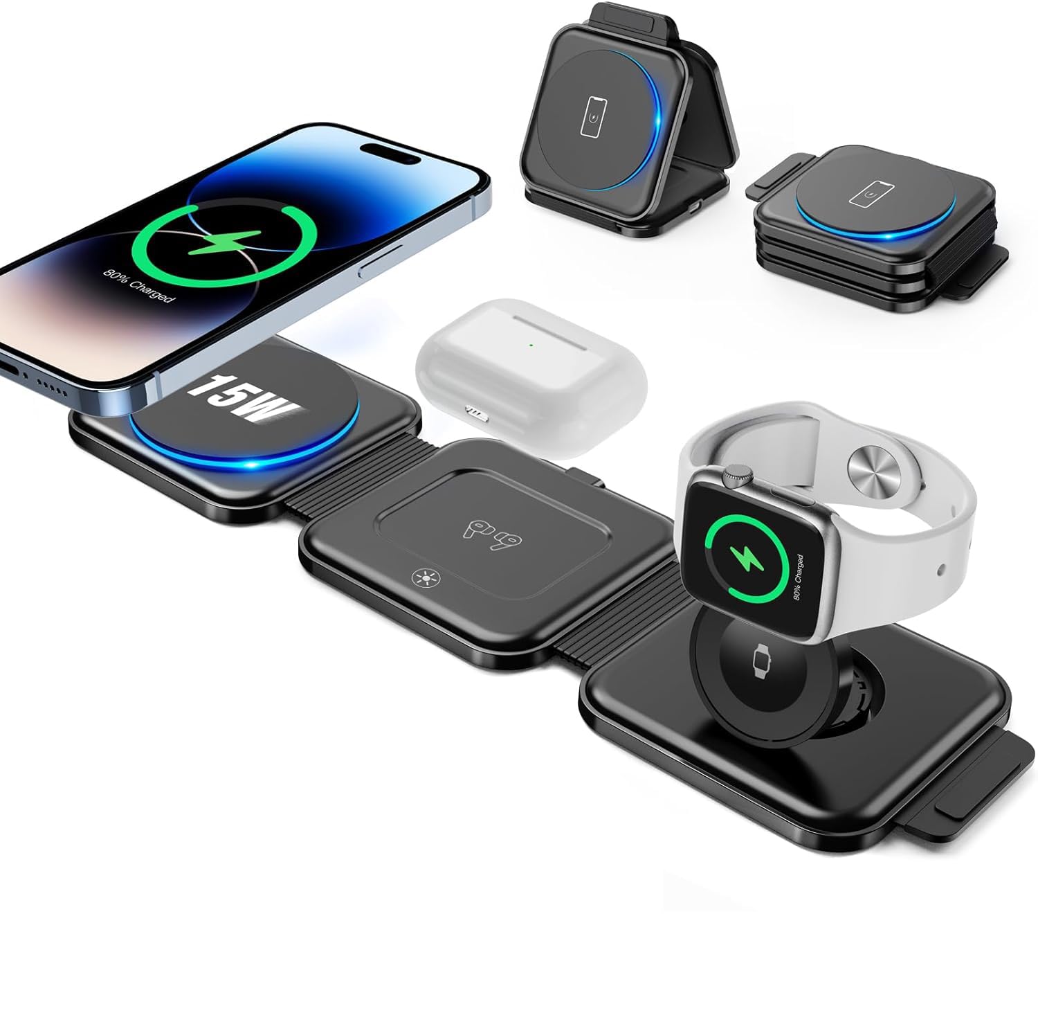 OneCut 3-in-1 Foldable MagSafe Wireless Charging Station for iPhone & iWatch