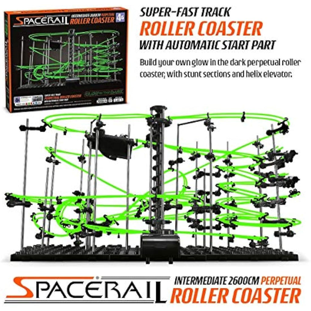 Space Rail Level 4 Glow in the Dark Marble Rollercoaster DIY Kit – 26m
