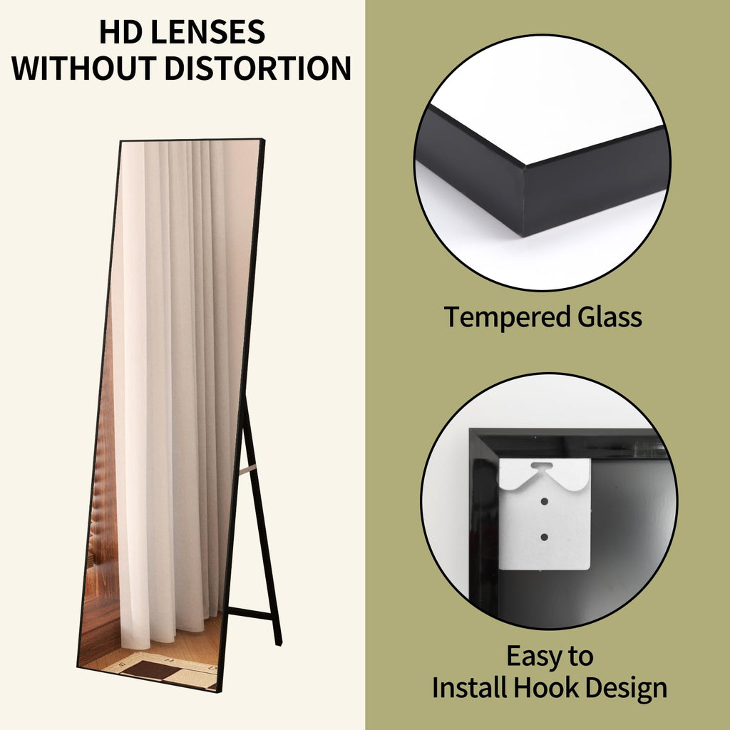 Hoikwo Full Length Standing Mirror | 55x16 Black Frame Wall Mirror