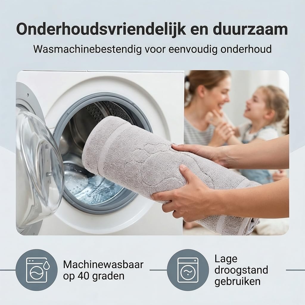 Komfortec Bath Mat 2 pcs,%100 Coton & 800 g/m², Washable, Absorbent, Quick Drying, 50 x 80 cm, White - image 4