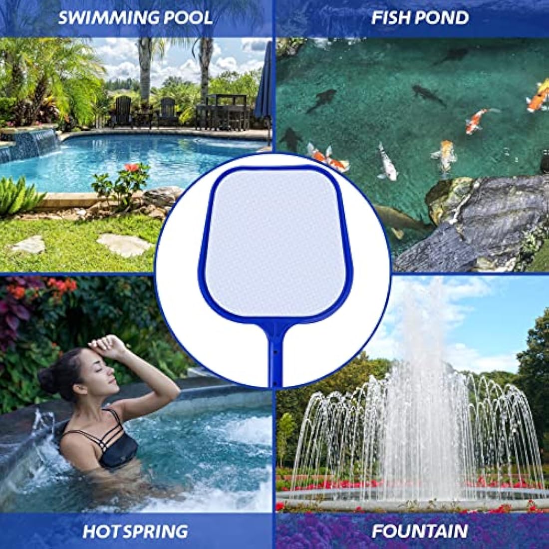 Jsdoin Pool Skimmer Net – 48 Inch Adjustable Pole Fine Mesh Leaf Net