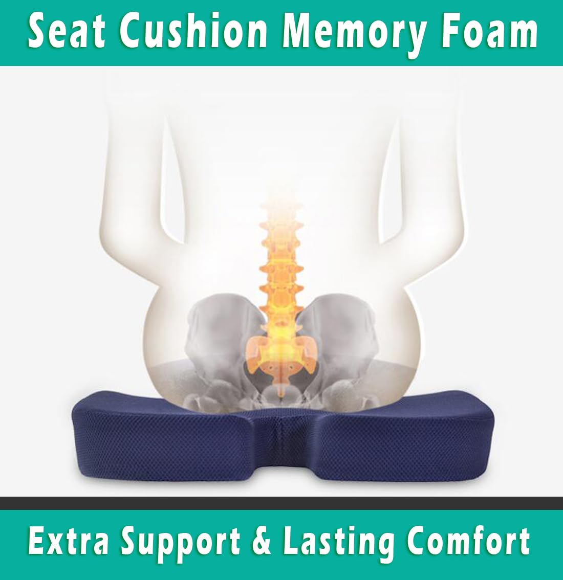 Seat Cushion, Hip Support, Heat Sensitive & Durable Memory Foam Sitting zipper Desk Chair Cushion for Office - image 2
