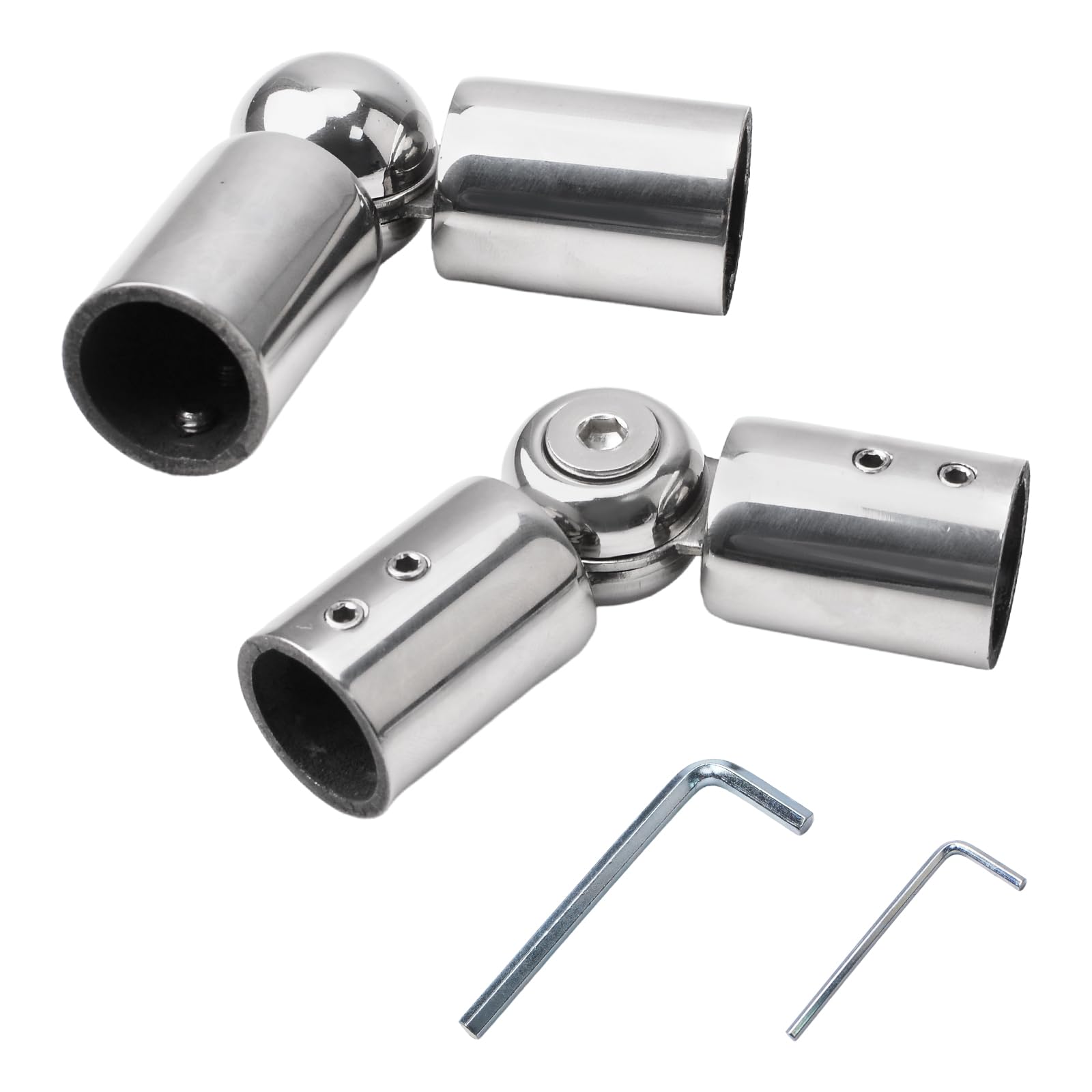 UFURMATE 3/4 Inch Stainless Steel Hinged Curtain Rod Elbow Connector – 2Pcs