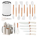 17-Piece Kitchen Knife and Silicone Utensil Set with Block