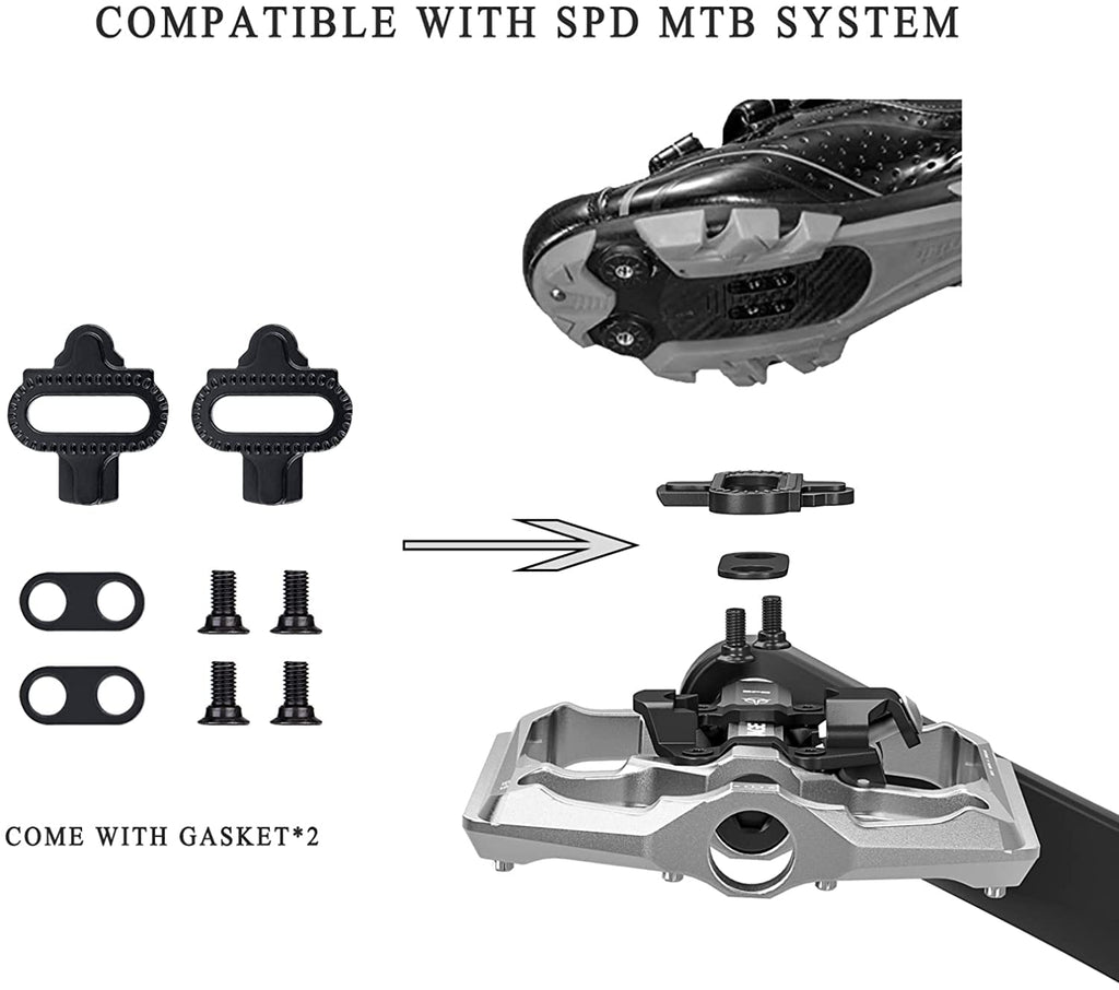 GEWAGE Dual Function MTB Pedals | CNC Aluminum SPD & Flat 9/16" Bike Pedals