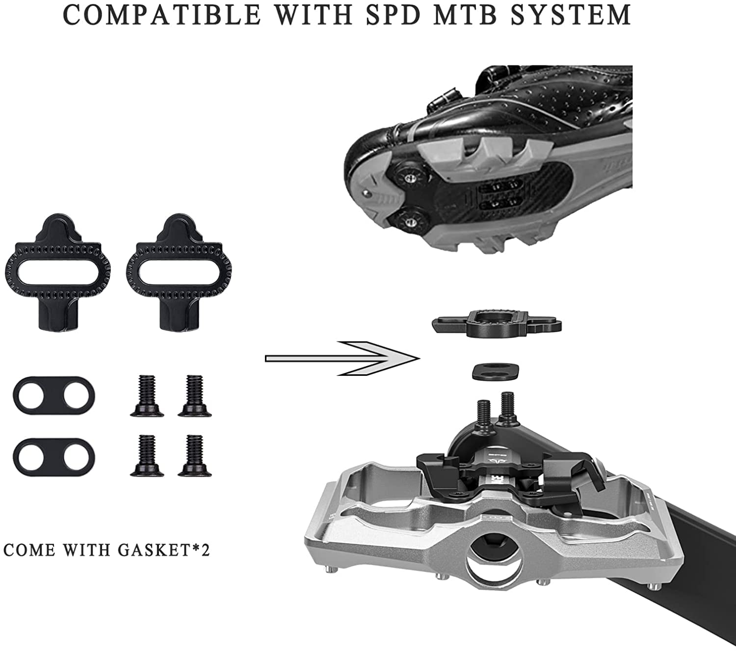 GEWAGE Dual Function MTB Pedals | CNC Aluminum SPD & Flat 9/16" Bike Pedals