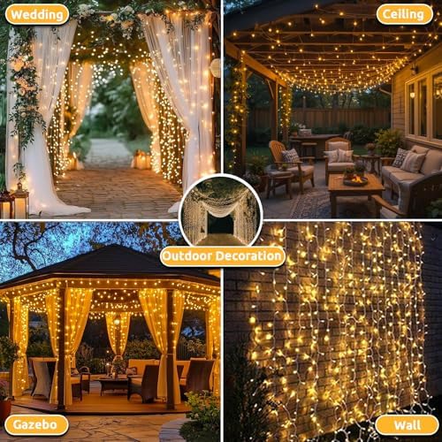 Dekofun 2-Pack 600 LED Curtain Fairy Lights | 6m x 3m Waterproof String