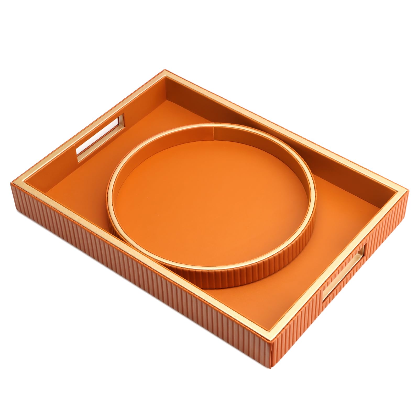 SANZIE Leather Tray Desktop Storage Organizer – Orange Valet Tray