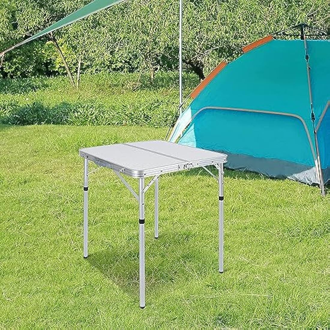 REDCAMP 2ft Square Folding Camping Table | Adjustable Height Aluminum