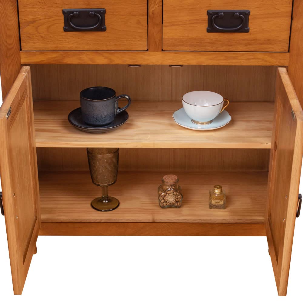 Aurotrice Oak Small Sideboard/2 Door 2 Drawer Mini Sideboard/Living Room Storage Rustic …