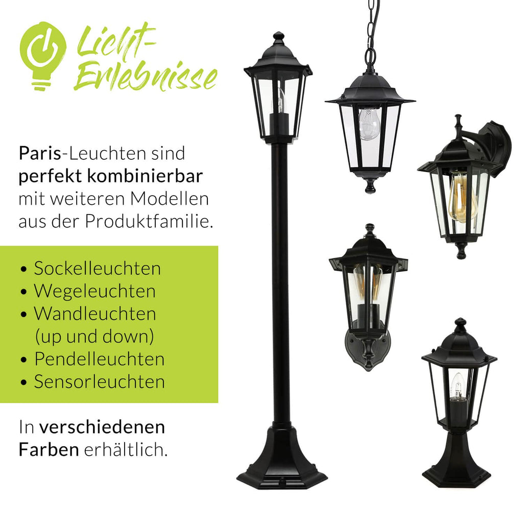 Paris Rustic Outdoor Wall Lantern – Black Aluminum IP44