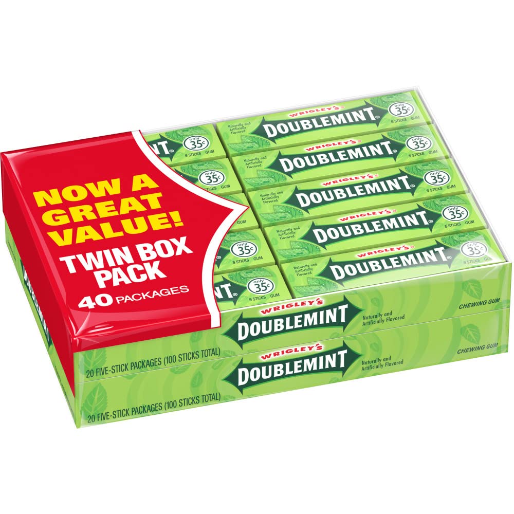 Wrigley's Doublemint Chewing Gum – Classic Mint Flavor, 40 Packs