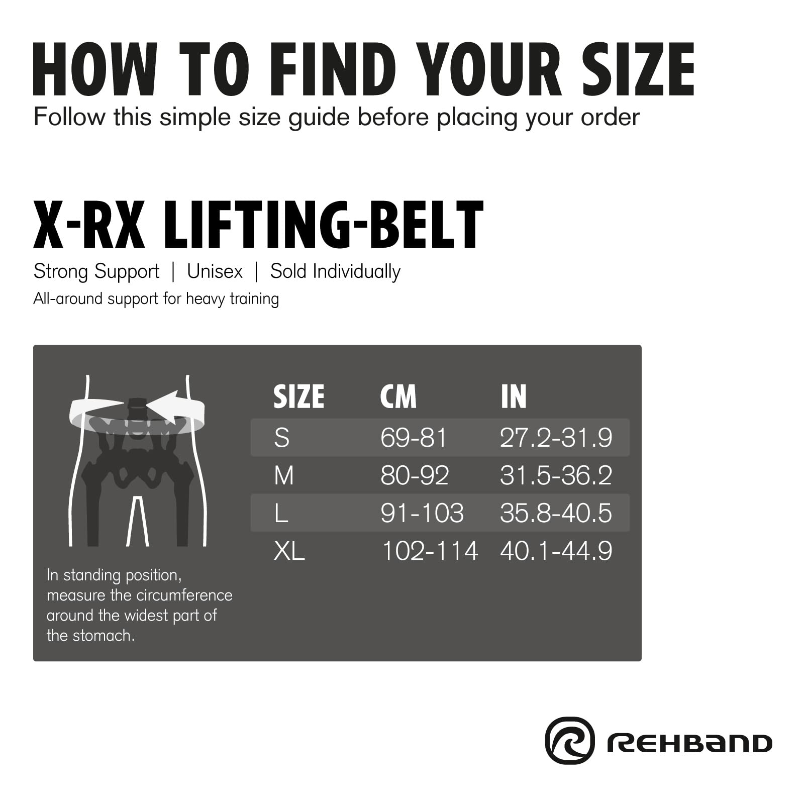 Rehband Weight Lifting Belt – Heavy Duty Powerlifting Gym Belt, Black