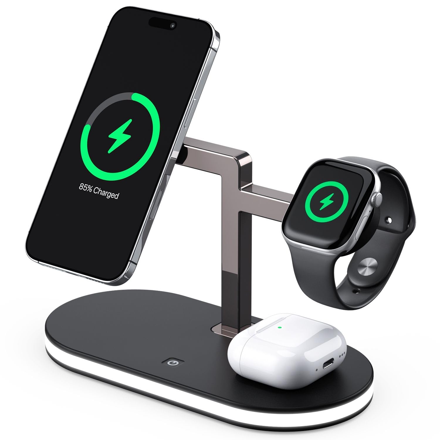 UEQ 4-in-1 Magnetic Wireless Charging Station with Night Light - Black