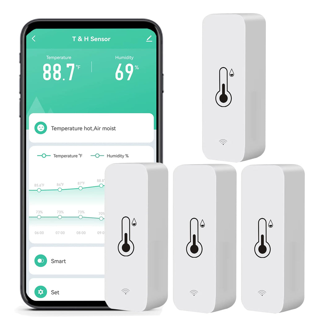Jolof Store WiFi Smart Thermometer Hygrometer | Tuya App & Alexa (4-Pack)