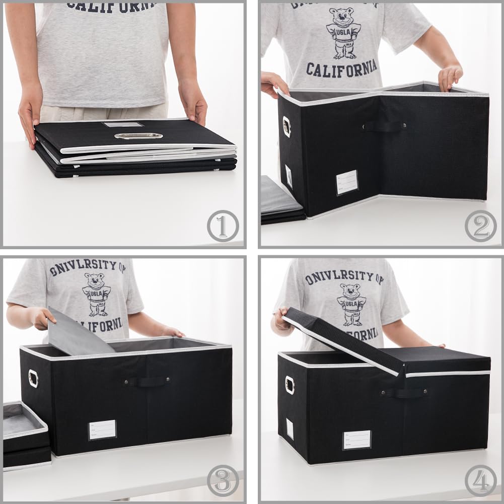 Prandom Storage Boxes with Lids Large,Collapsible Linen Fabric Storage Box,Decorative Bins,Really Useful Box,Clothing - image 4