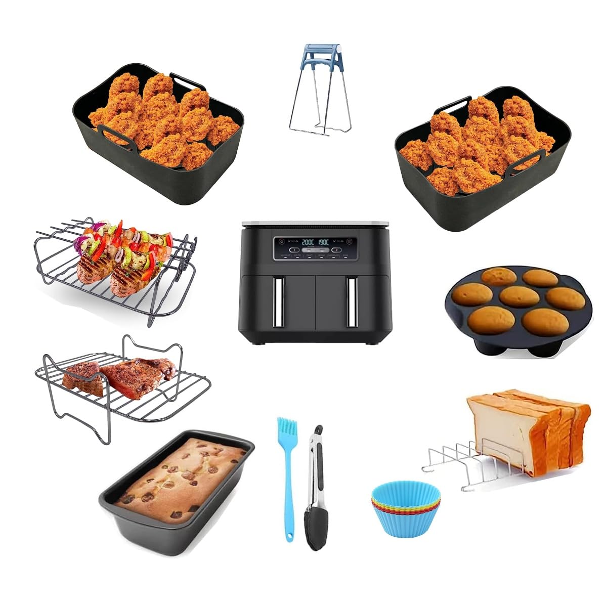 11-Piece Air Fryer Accessories for Ninja Foodi Dual Basket