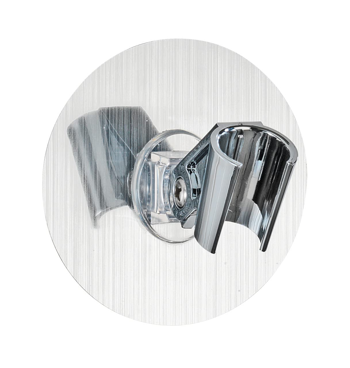 WENKO Static-Loc Shower Head Holder – No-Drill Silver Suction Mount